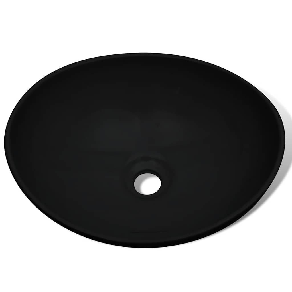 Vidaxl wastafel ovaal 40x33 cm keramiek zwart