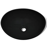 Vidaxl wastafel ovaal 40x33 cm keramiek zwart