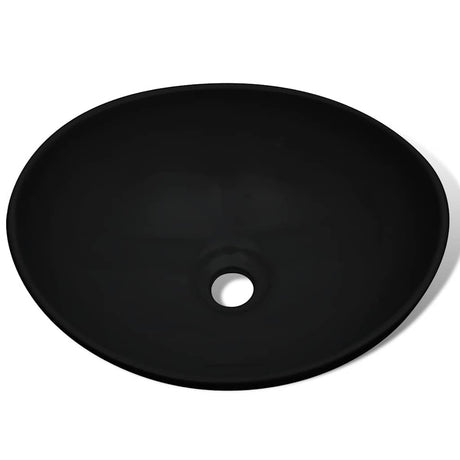 Vidaxl wastafel ovaal 40x33 cm keramiek zwart