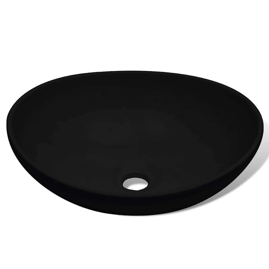 Vidaxl wastafel ovaal 40x33 cm keramiek zwart