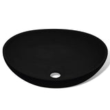 Vidaxl wastafel ovaal 40x33 cm keramiek zwart