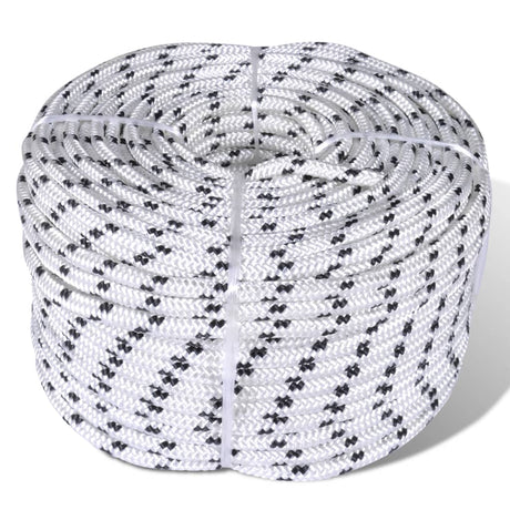 Vidaxl Boat Rope pleciony 6 mm 250 m poliestrowy biały