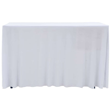 Vidaxl 2 stołowe osłony stołowe rozciąganie ze spódnicą 120x60,5x74 cm białe