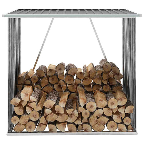 Vidaxl Firewood Shed 163x83x154 cm ocynkowana stalowa szarość