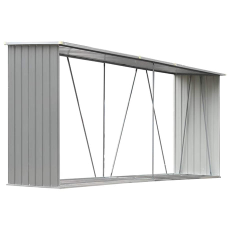 Vidaxl Firewood Shed 330x84x152 cm ocynkowana stalowa szarość
