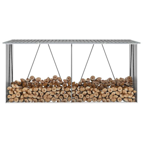 Vidaxl Firewood Shed 330x84x152 cm ocynkowana stalowa szarość