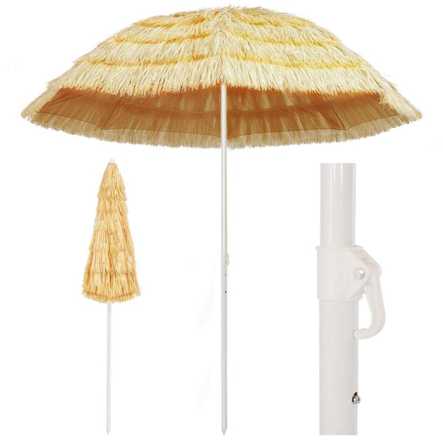 Parasol plażowy VidaXL w stylu hawajskim, 240 cm, naturalny