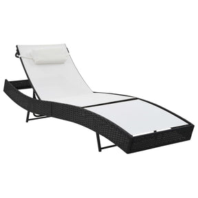 Vidaxl ligbed met kussen poly rattan zwart