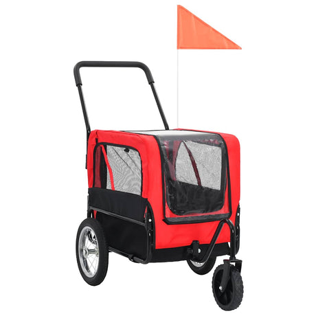 Vidaxl Pet Carrier i jogging buggy 2-w-1 czerwony i czarny