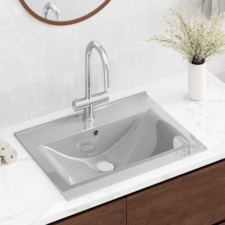 Vidaxl Washbasin z lądowaniem 60x46x16 cm ceramiczny srebrny w kolorze