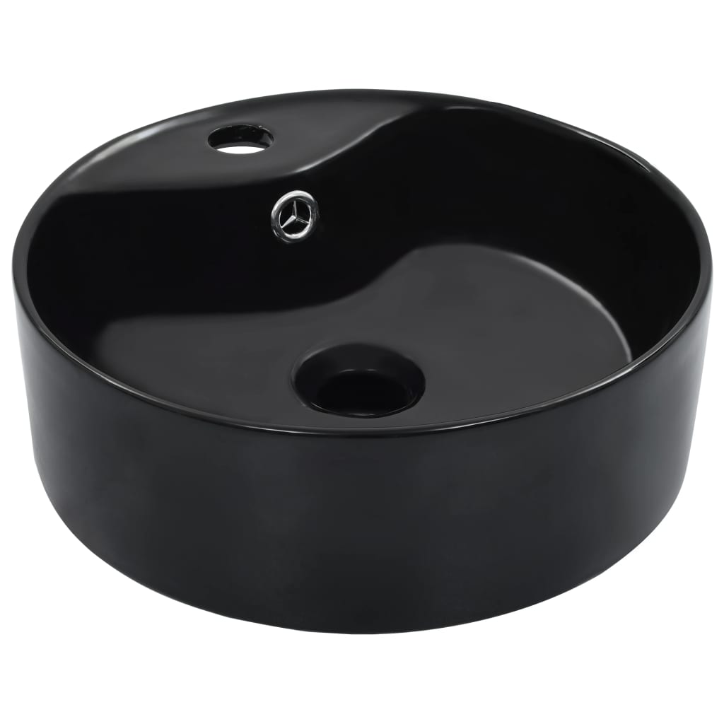 Vidaxl Washbasin z lądowaniem 36x13 cm ceramiczna czarna