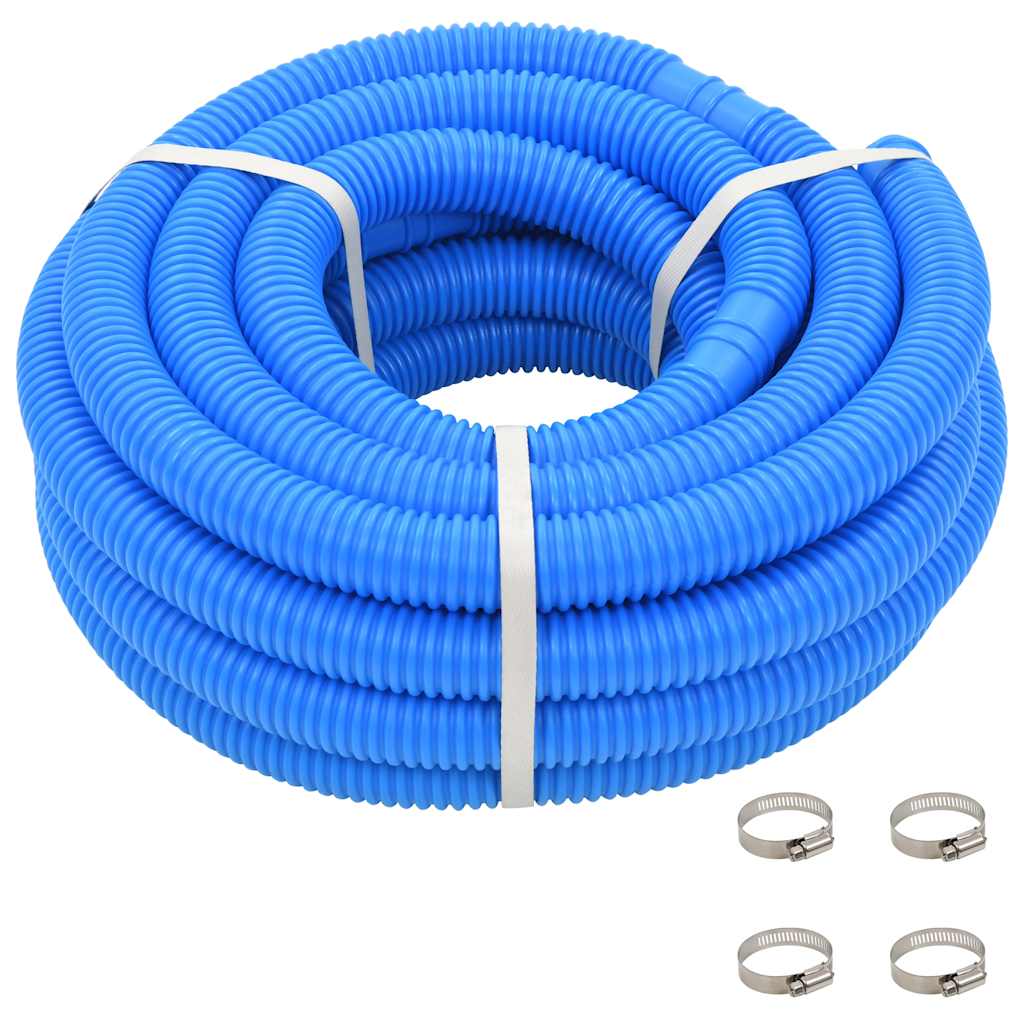 Wąż basenowy vidaxl z zaciskami 38 mm 12 m niebieski