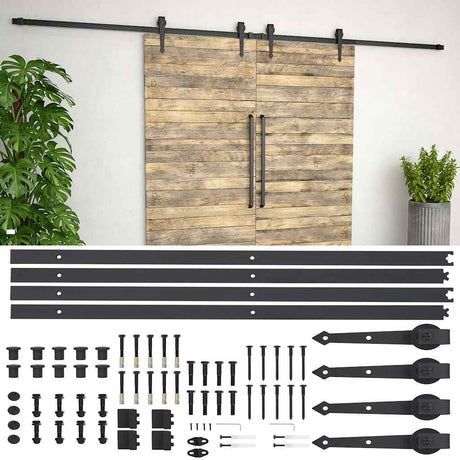 Zestaw części Vidaxx do drzwi przesuwnych 2x183 cm stal czarna