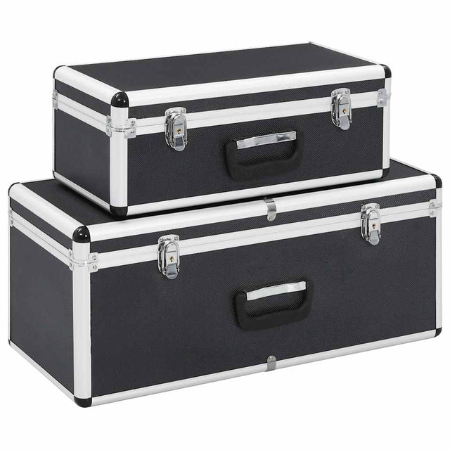 Vidaxl Storage Case 2 St Aluminium Black