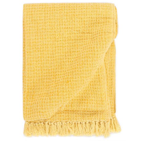 VidaXL krata 160x210 cm bawełniana musztardowa żółta