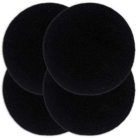 VidaXL Podkładki, 4 szt., okrągłe, bawełniane, gładkie, czarne, o średnicy 38 cm