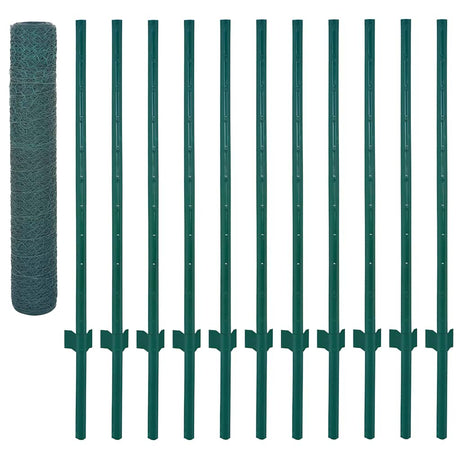 Vidaxl Wire Mesh FET z słupkami 25x1 m stalowa zielona