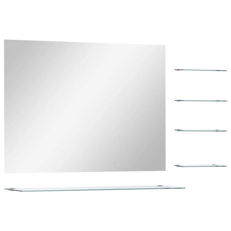 Lustro ścienne Vidaxx z 5 półkami 80x60 cm w kolorze srebrnym