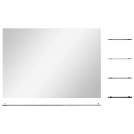 Lustro ścienne Vidaxx z 5 półkami 80x60 cm w kolorze srebrnym