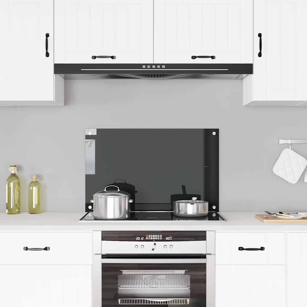Vidaxl Splash Screen Kitchen 80x50 cm hartowany szklany czarny
