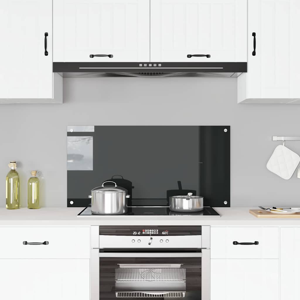 Vidaxl Splash Screen Kitchen 100x50 cm hartowany szklany czarny