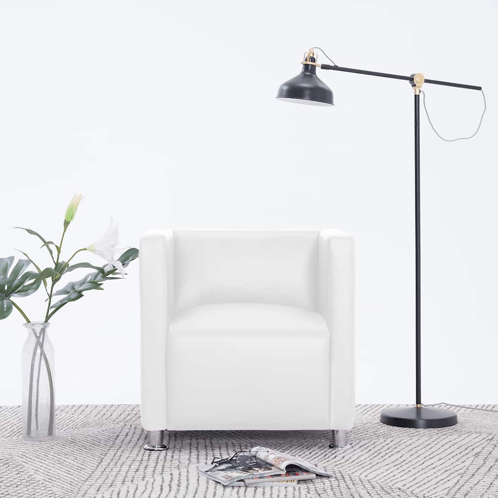 Vidaxl fauteuil kubus kunstleer wit