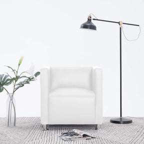 Vidaxl fauteuil kubus kunstleer wit
