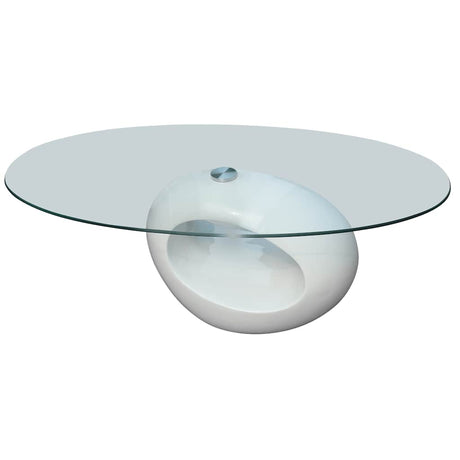 Vidaxl salontafel met ovaal glazen tafelblad hoogglans wit