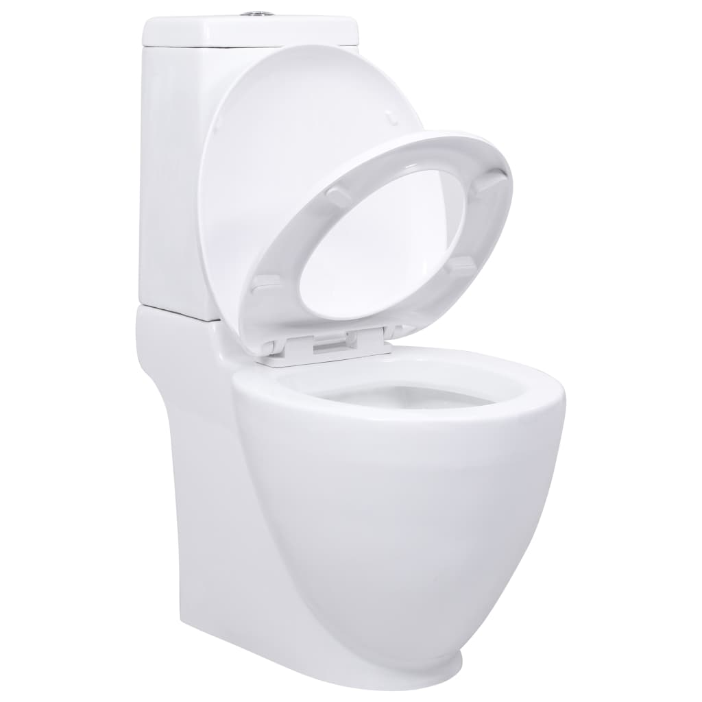 Toaleta vidaxl z odpływem za ceramiczną białą