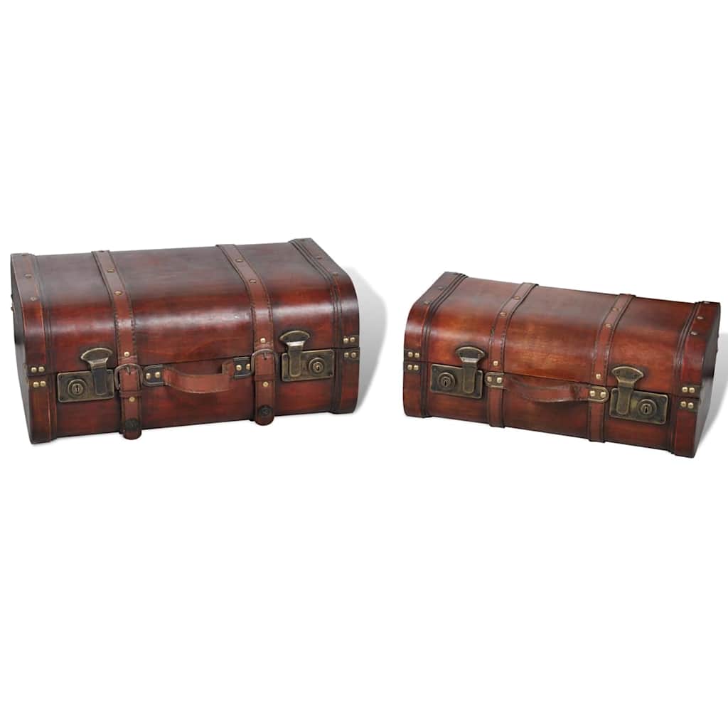 Vidaxl schatkisten 2 st vintage-stijl hout bruin