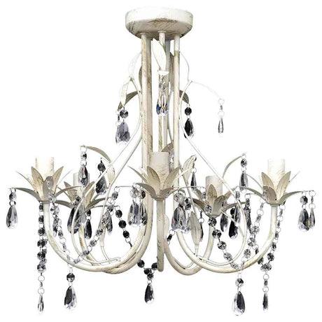 Vidaxl Crystal żyrandol z białym eleganckim designem (5 lamp)