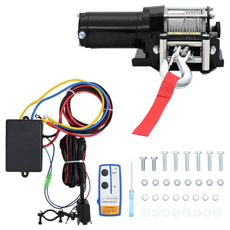 Vidaxl Electric Winch 12 V 1360 kg z płytą montażową i oknem rolkowym
