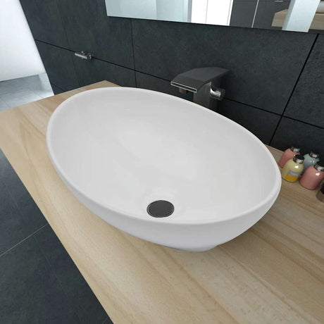 Vidaxl Washbasin Oval 40x33 cm ceramiczny biały