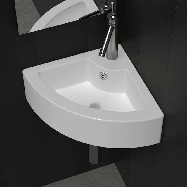 Vidaxl Washbasin z lądowaniem 45x32x12.5 cm biały