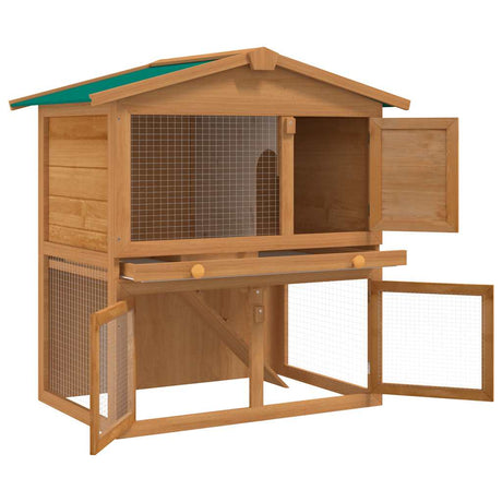 Vidaxl Rabbit Loft na zewnątrz z 3 drzwiami drewna
