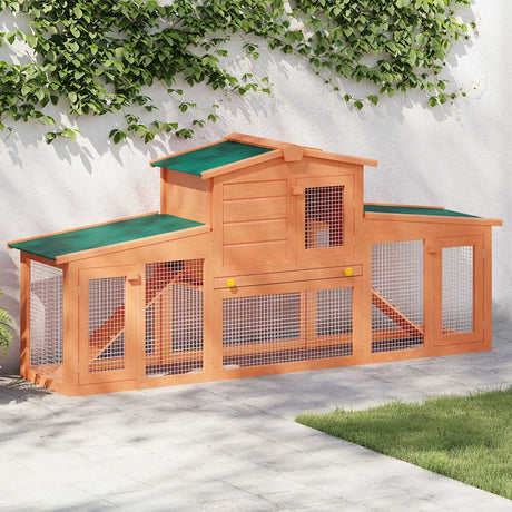 Vidaxl Rabbit Hutch na zewnątrz z dachami duży drewno