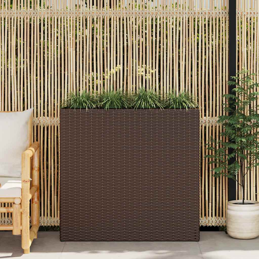 Sadzarka vidaxl podniesiona z 4 garnkami Poly Rattan Brown