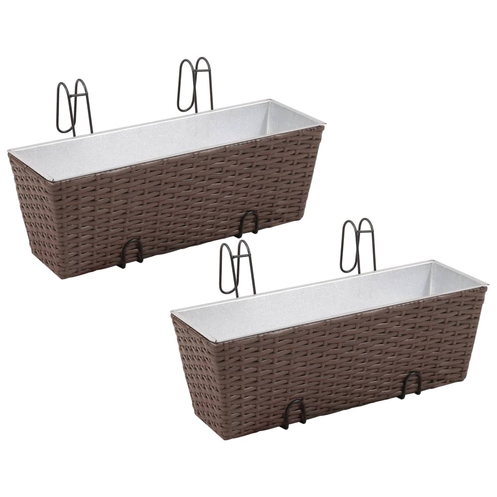 Vidaxl Balcony Plants Bins 2 St 50 cm rattan brązowy