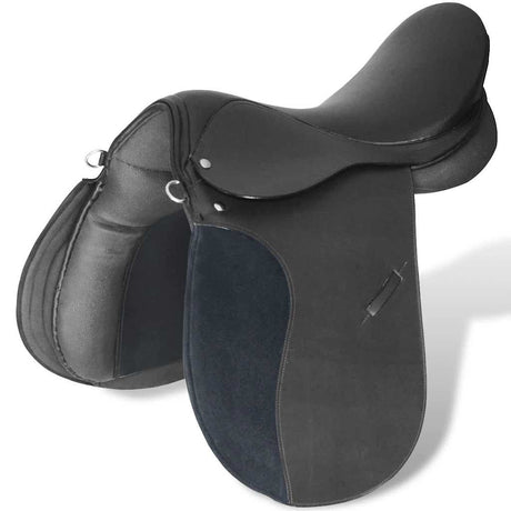Vidaxl Real Skórzany szew jazdy 17,5 12 cm (zestaw 5 w 1, czarny)
