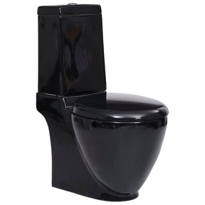 Vidaxl toalety okrągły drenaż pod ceramiczną czerń