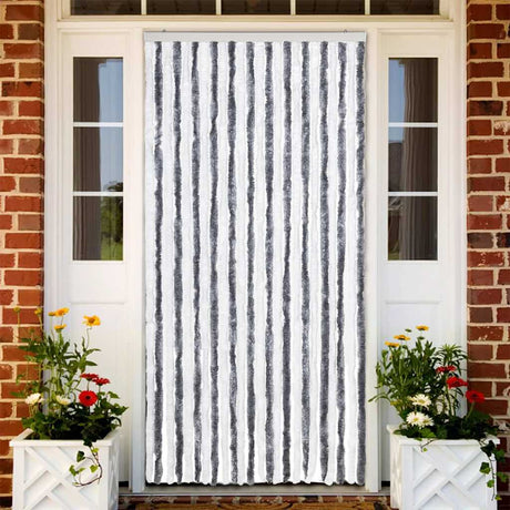 Vidaxl Fly Curtain 100x220 cm Chenille Grey and White