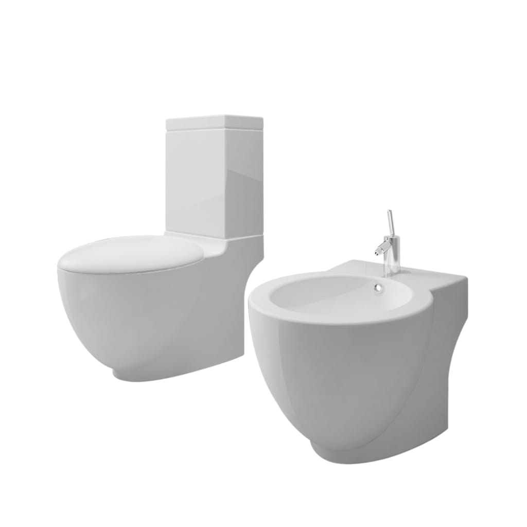 Toalety vidaxl bidet zestaw ceramiczny biały