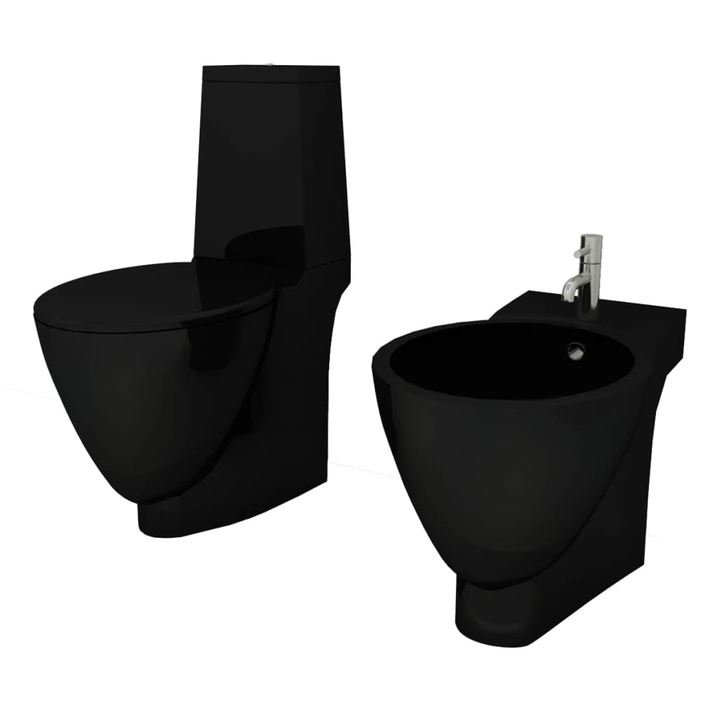 Toalety vidaxl bidet zestaw ceramiczny czarny