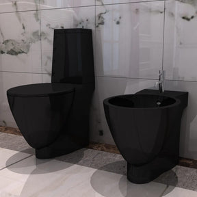 Toalety vidaxl bidet zestaw ceramiczny czarny