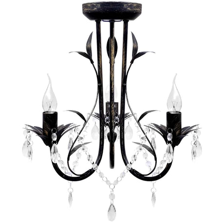 Vidaxl żyrandol Art Nouveau Metal Crystal Beads 3 żarówki czarne