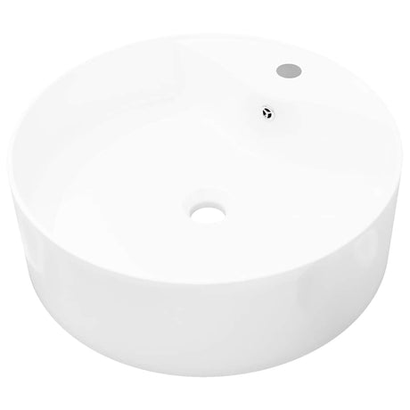 Vidaxl Washbasin z lądowaniem, ceramiką, okrągłym, białym
