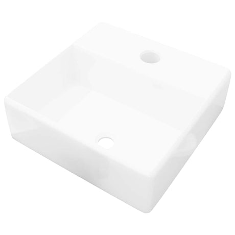 Vidaxl Washbasin z otworem dźwigu kwadratowy ceramiczny biały