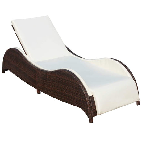 Vidaxl ligbed met kussen poly rattan bruin