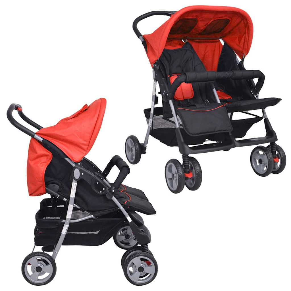 Vidaxl Twin Car Steel Red and Black