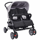 Vidaxl Twin Car Steel Grey and Black